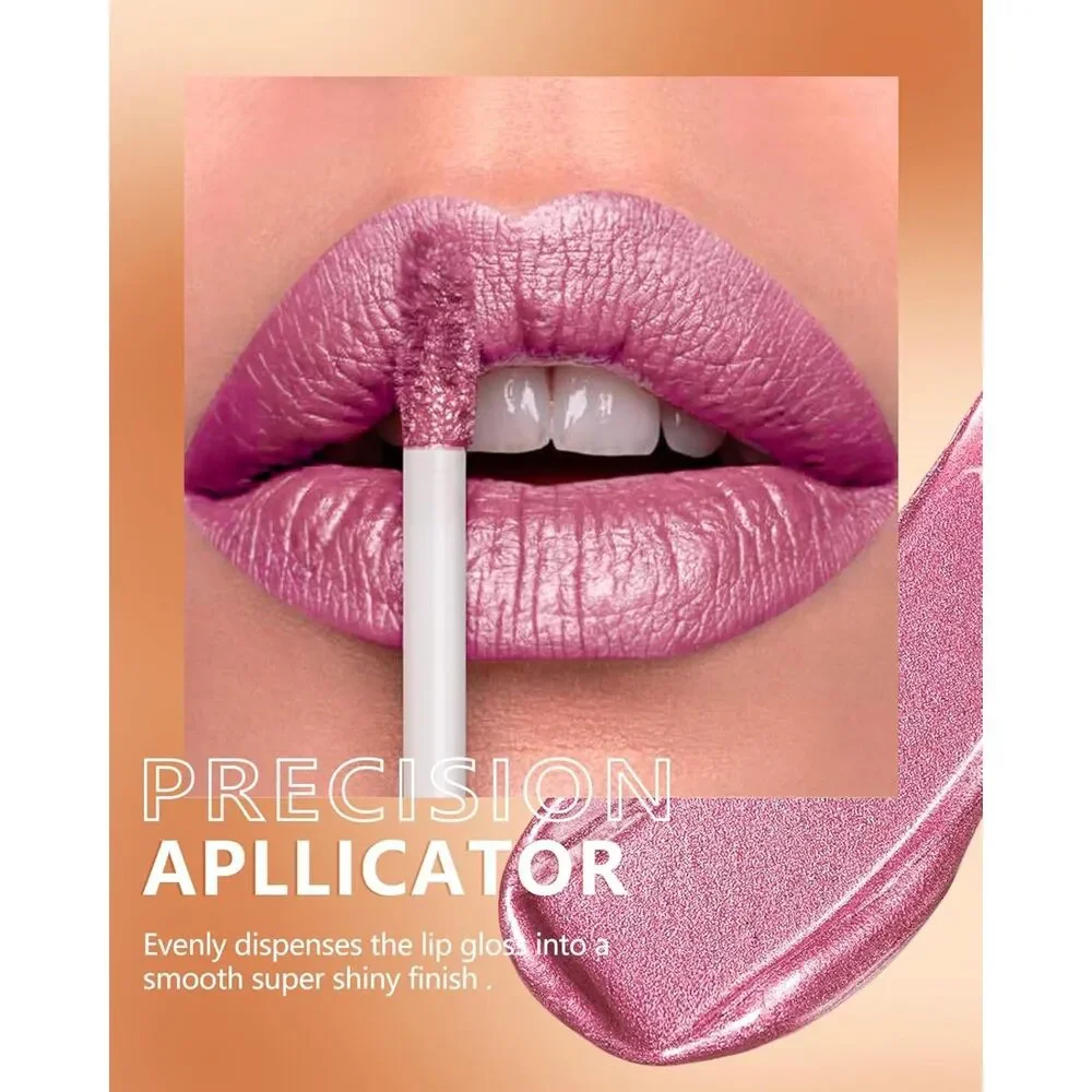 MAKI YIKA Pink Lipstick Metallic Liquid Waterproof Lip Gloss BR013 First Love